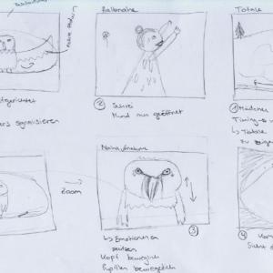 Ausschnitt aus dem Storyboard zum Animationsfilm
