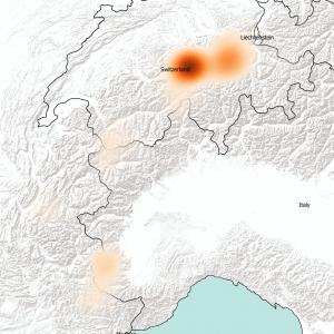 Heatmap von Johannes - je röter die Farbe, desdo häufiger war Johannes in der Region (Juni 2017 - April 2020)