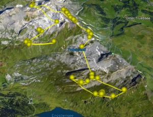 GPS Punkte von BelArosa vom 23. und 24. Juli. Der Erste Punkt in der Mitte ist ca. die Auswilderungs-Nische